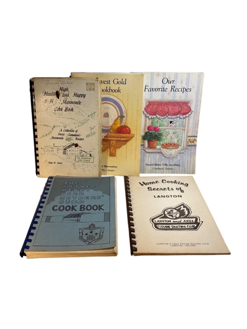 Vintage Community Spiral Bound Cookbooks Lot Of 5 Mennonite & Church Recipes